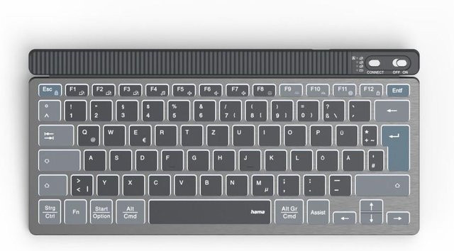 Hama Multi-Device-Tastatur WK-700 Kabellos mit Bluetooth und USB-A, Beleuchtet, QWERTZ DE, Schwarz - Bild 1