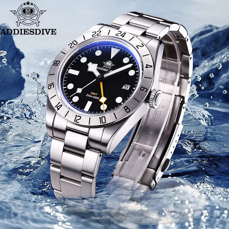 ADDIESDIVE Armbanduhr, Quarz, Edelstahl, 39 mm, Herren, Schwarz, Silber - Bild 2