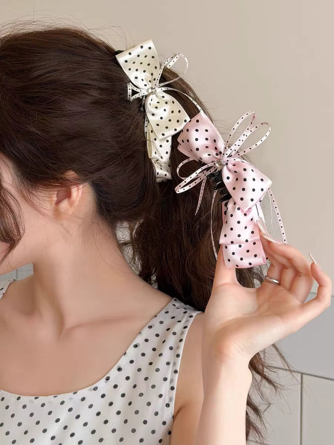 Haimeikang Haarspange mit Polka Dots und Schleife, Damen - Bild 5