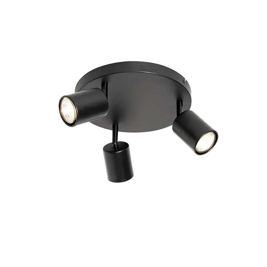 QAZQA Java Moderne Deckenlampe Schwarz, Rund, 3-flammig, verstellbar und dimmbar, aus Stahl, GU10 - Bild 2