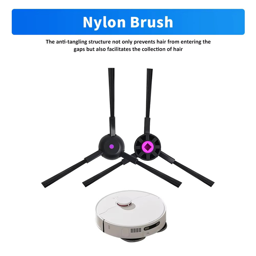 WINDNINJA Seitenbürsten für JONR P20 PRO T5 Pro und Midea V12 Pro Roboter Staubsauger Zubehör in Schwarz - Bild 2