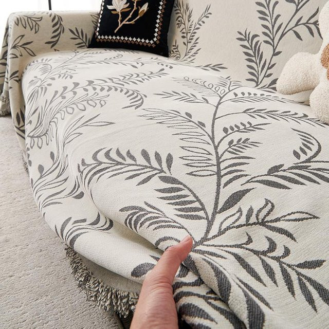 Super Six Chenille Sofaüberwurf im nordischen Stil mit floralem Muster, B/B: 180 x 130 cm - Bild 1