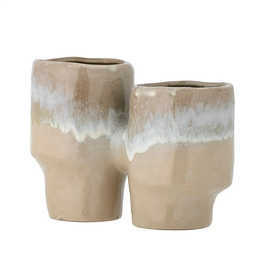 Bloomingville Blumentopf Maiak aus Keramik in Braun und Beige für den Tisch, Höhe: 16,0 cm, Durchmesser: 11,0 cm - Bild 1
