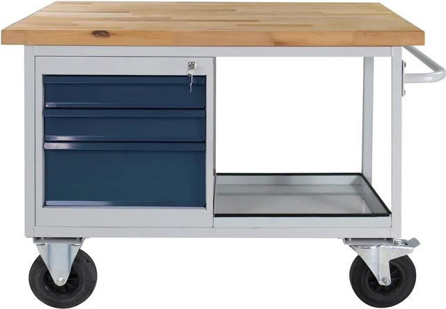 PROREGAL Mobile Werkbank Rhino mit Ablagefach und 3 Schubladen, H x B x T: 83 x 130 x 60 cm, Traglast 500 kg, Lichtgrau und Anthrazitgrau - Bild 1