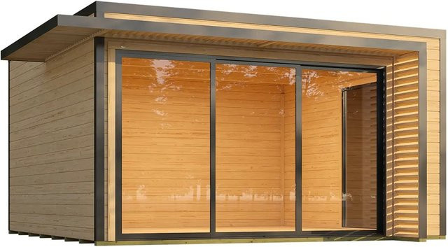 Weka Gartenhaus Amberley mit Schiebetür und 2 Fenstern, Flachdach, Holz, B/T: 400 x 400 cm - Bild 1