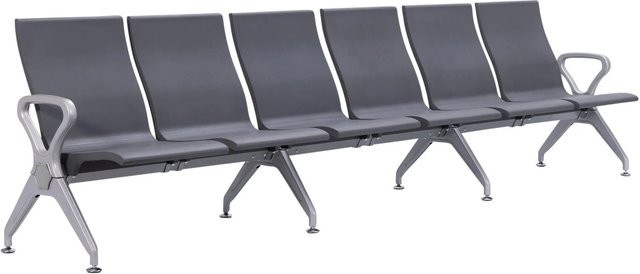 DELUKE Wartebank ERIK 6-Sitzer in Grau aus Kunststoff mit Armlehnen, B/T/H: 338 x 59 x 89 cm - Bild 1