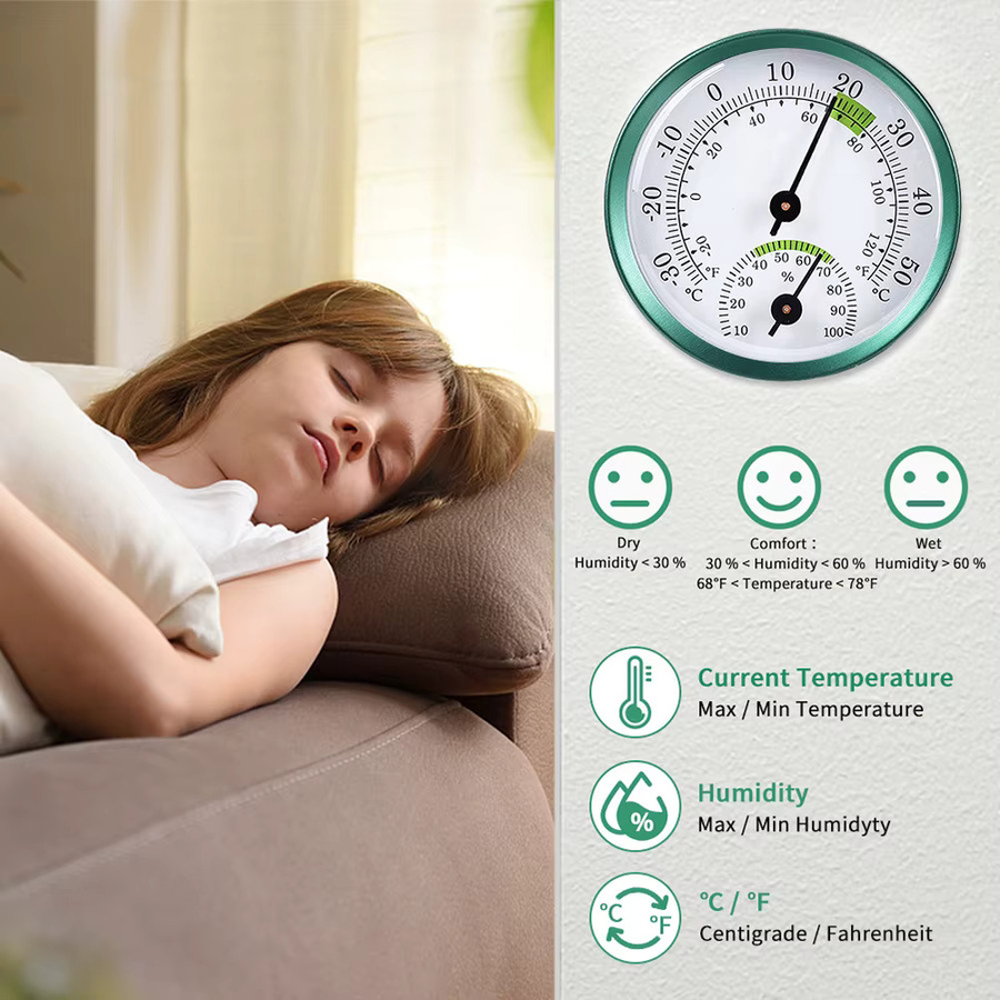 Gaqqee 2-in-1 Mini-Hygrometer und Innenthermometer aus Edelstahl in Silber und Grün - Bild 3