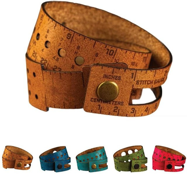 Multifunktionales 7-in-1 Leder-Messwerkzeug mit Stichmarkierungen und Handgelenklineal in Braun - Bild 1