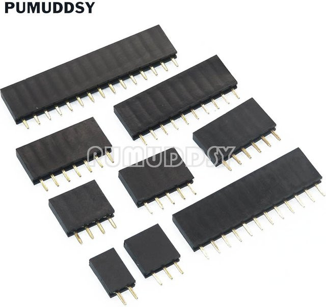 PUMUDDSY Einreihige Buchse mit 2,54mm Abstand in Schwarz für Arduino und Leiterplatten - Bild 1