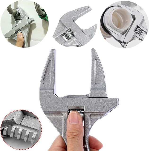 Verstellbarer Backschlüssel von WOZOBUY aus Aluminiumlegierung in Silber für Sanitärinstallationen und Reparaturen, Spannbereich 6–68 mm - Bild 1