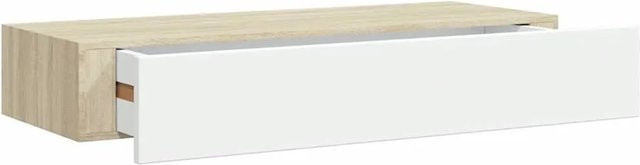 vidaXL Wandmontiertes Schubladenregal aus MDF in Eiche und Weiß, Breite: 60 cm, Tiefe: 23,5 cm, Höhe: 10 cm - Bild 1