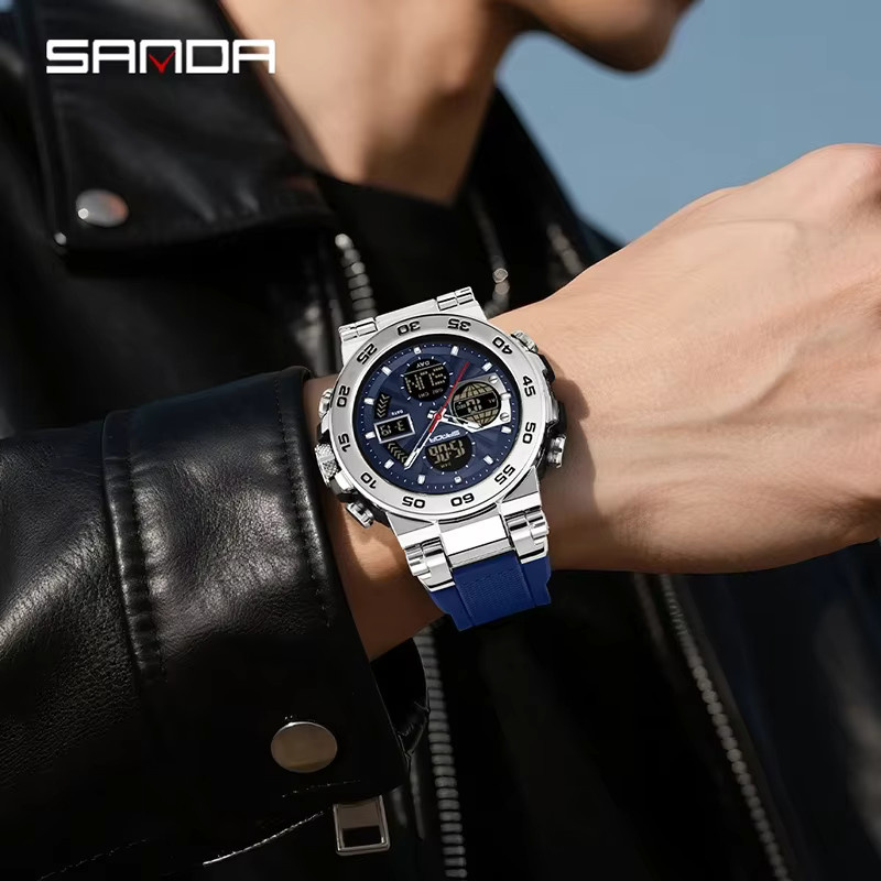 SANDA Armbanduhr, Digitaluhr, Quarz, Kunststoff, Schwarz, Herren - Bild 3