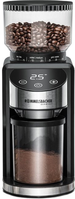 Rommelsbacher Kaffeemühle EKM 400 mit Kegelmahlwerk in Schwarz und Silber - Bild 2