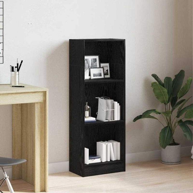 Bücherregal in Schwarz und Eichen-Optik von Vidaxl, H x B x T: 109 x 40 x 24 cm - Bild 1