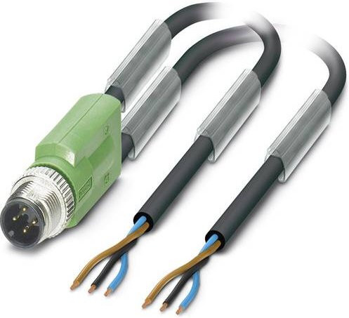 Phoenix Contact 1669699 Sensor-Aktor-Steckverbinder M12 Stecker gerade, 3-polig, 3,00 m Länge, schwarz-grau-grün - Bild 1