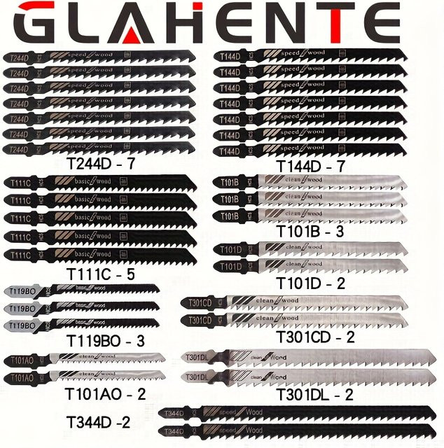48-teiliges Dekupiersägeblatt-Set von GLAHENTE mit groben Zähnen zum Schneiden von Holz, Aluminium und Kunststoff - Bild 1