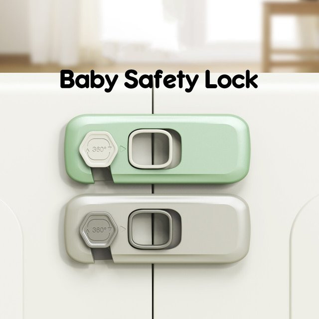 DHDH 5er-Set Baby Sicherheitsschlösser in Grau für Schrank, Schublade und Kühlschrank - Bild 1