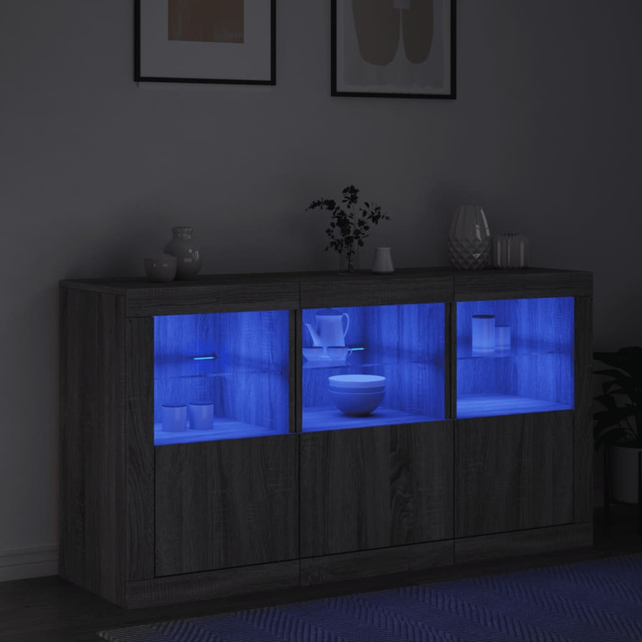 Vidaxl Schrank mit LED-Beleuchtung in Sonoma Eiche Grau, B/T/H: 123 x 37 x 67 cm - Bild 3