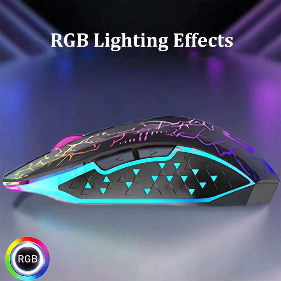 Kebidumei Bluetooth 5.2 Gaming Maus mit RGB-Beleuchtung, wiederaufladbare kabellose Maus mit Silent-Klick und 800-1600 DPI, Farbe: Weiß - Bild 3