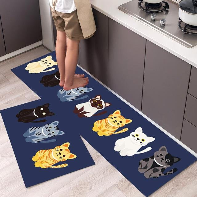 Yiran Furniture Geometrische Bodenmatte Blau, Waschbar und Anti-Slip, B/B: 40 x 60 cm - Bild 1