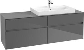 Villeroy & Boch Waschtischunterschrank Collaro in Grau Hochglanz mit LED-Beleuchtung und integrierten Schubladen, B/T/H: 160 x 54,8 x 50 cm - Bild 1