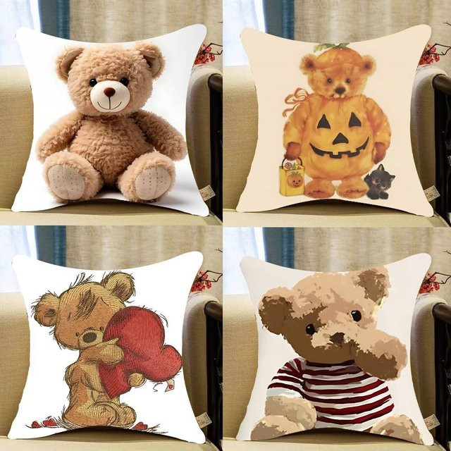 52TOYS Kawaii T-Teddybär Kissenbezug in Weiß für deine Wohnzimmer Dekoration - Bild 1