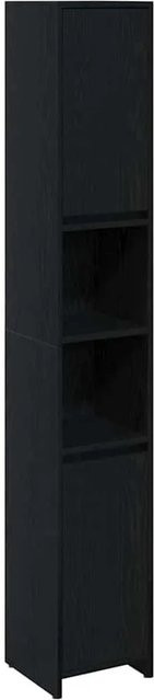vidaXL Badezimmerschrank in Schwarz und Eichen-Optik, moderner freistehender Schrank für dein Bad, B/T/H: 30 x 30 x 183,5 cm - Bild 1
