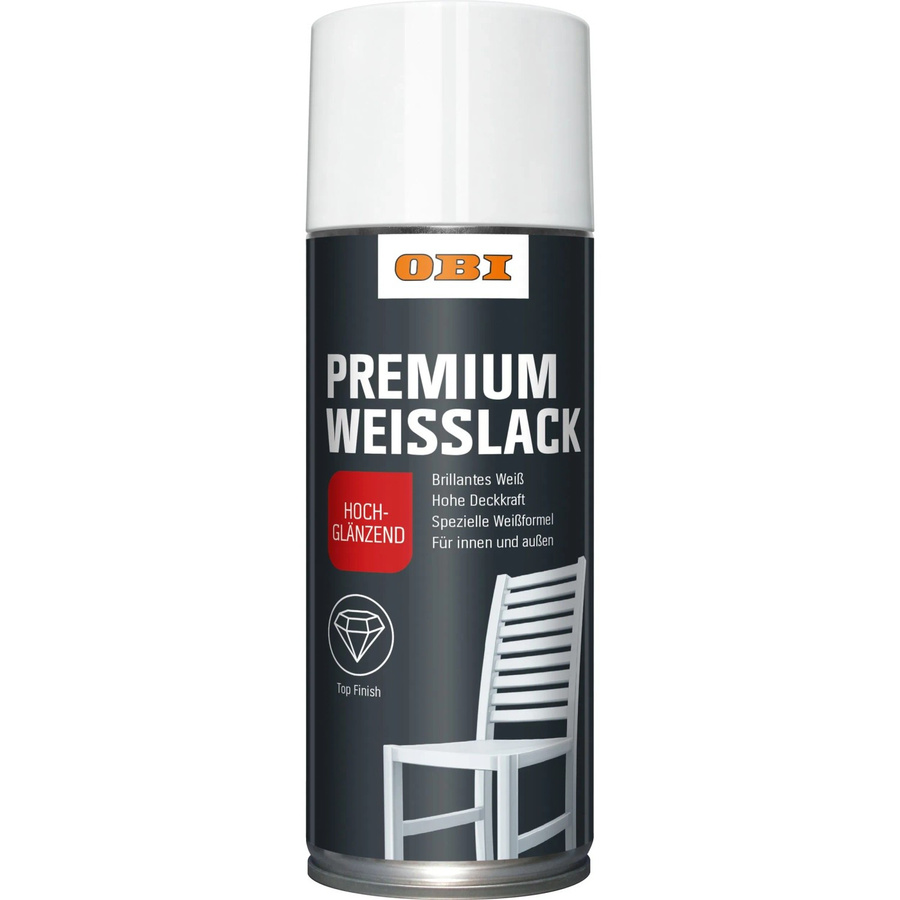 OBI Premium Weißlack Spray hochglänzend in Weiß, 400 ml - Bild 2