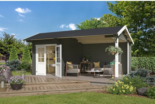 Gartenhaus Lasita Kenzo in Grüngrau, B/H/T: 580 x 273,6 x 389,3 cm - Bild 1