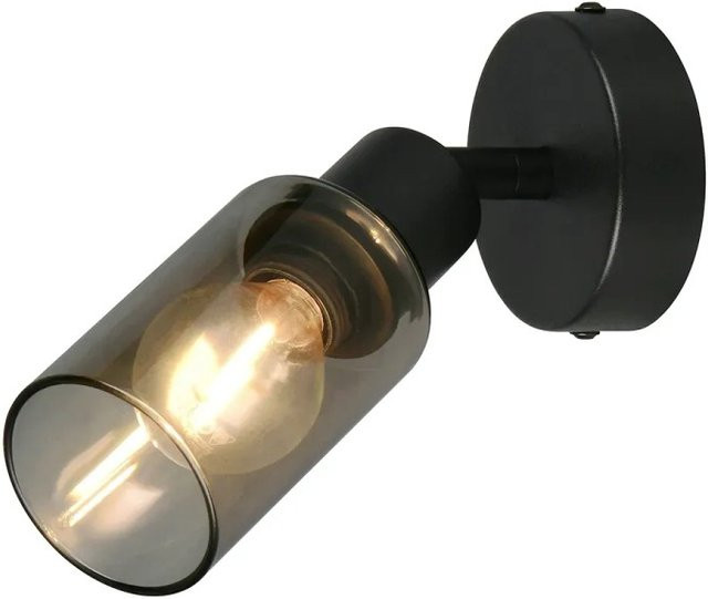 Reality Mars Strahler Schwarz matt 1er Spot aus Metall und Glas mit E14 Fassung - Bild 1