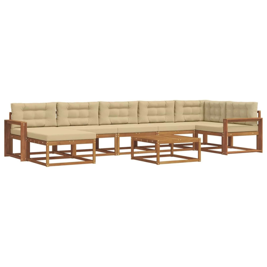 vidaXL Outdoor-Sofagarnitur 8-teilig aus Akazienholz mit Kissen in Beige und Natur - Bild 2