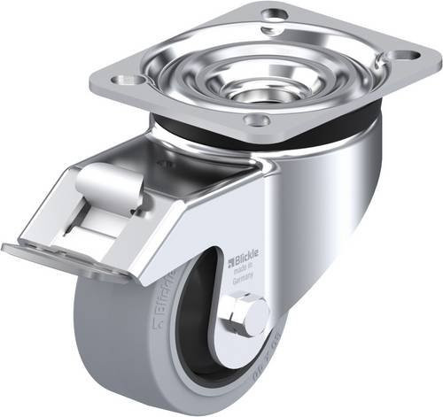Blickle Lenkrolle LK-POEV 82KF-FI-SG mit Feststeller, Rad-Durchmesser: 80 mm, Tragfähigkeit: 200 kg, Farbe: Grau/Schwarz/Silber - Bild 1