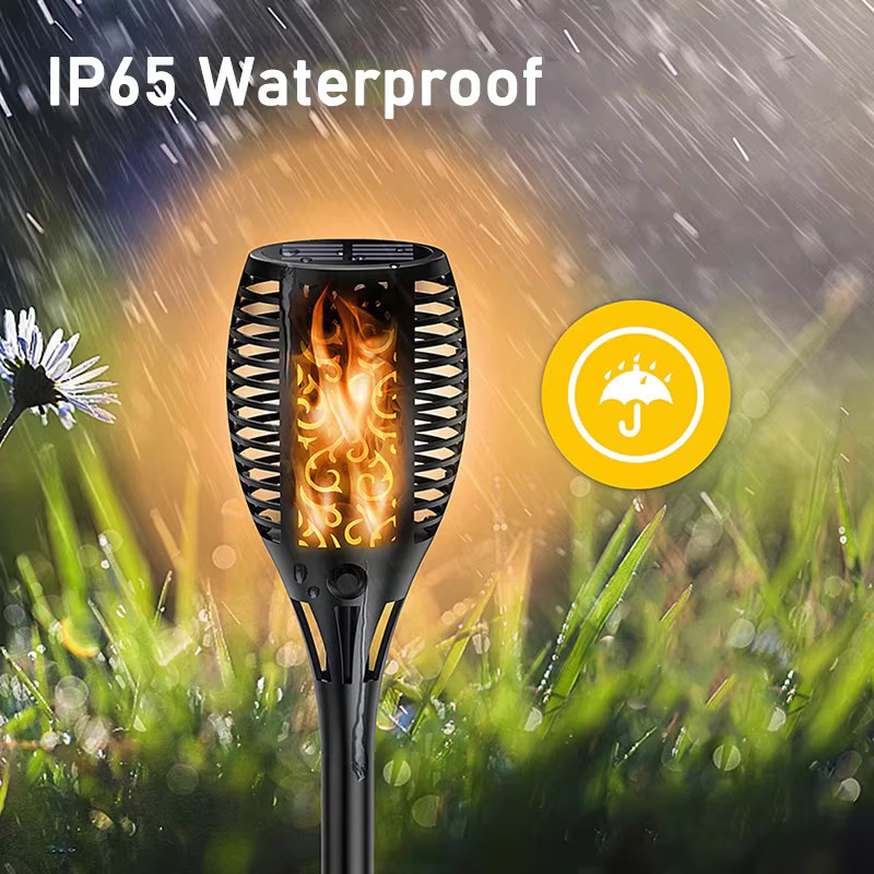 ZTree Solarleuchten mit flackernder Flammen-Optik in Schwarz, wasserdichte Außenbeleuchtung mit automatischer Ein/Aus-Schaltung für Garten, Terrasse und Hof - Bild 3