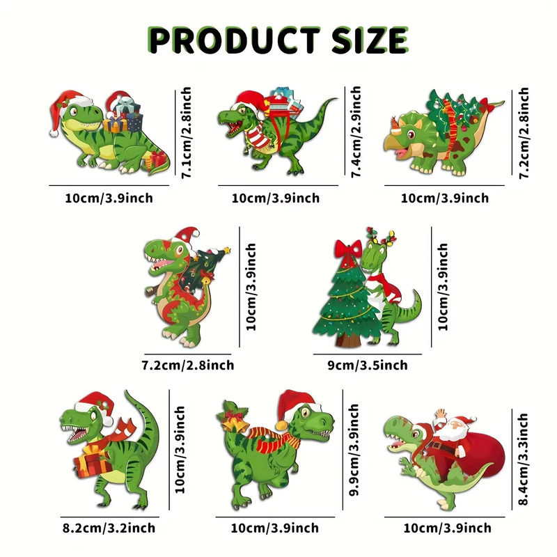 16 Stück Weihnachts-Dinosaurier-Hängeornamente aus Kunststoff in Grün für deinen Weihnachtsbaum - Bild 3