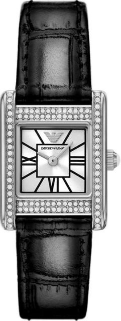Emporio Armani Armbanduhr, Quarz, Leder, Silber, Damen - Bild 1
