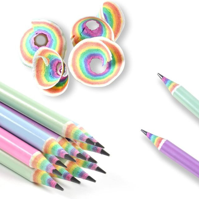 Simplefor Regenbogen Papier Bleistifte HB im 6-8er Set, Mehrfarbig, Umweltfreundliche Schreibwaren für Schule und Kreatives - Bild 1
