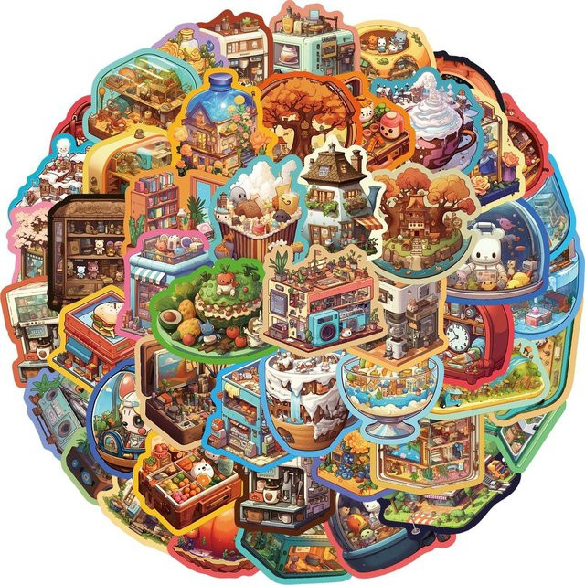 50 Stück Cartoon Micro World Graffiti Aufkleber wasserfest in Multicolour von BulingBulingStickers Shop - Bild 1