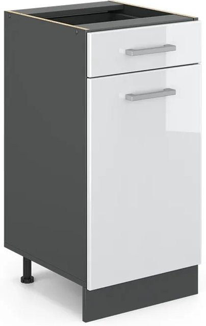 Vicco Küchenunterschrank R-Line Weiß Hochglanz Anthrazit Breite: 40 cm - Bild 1