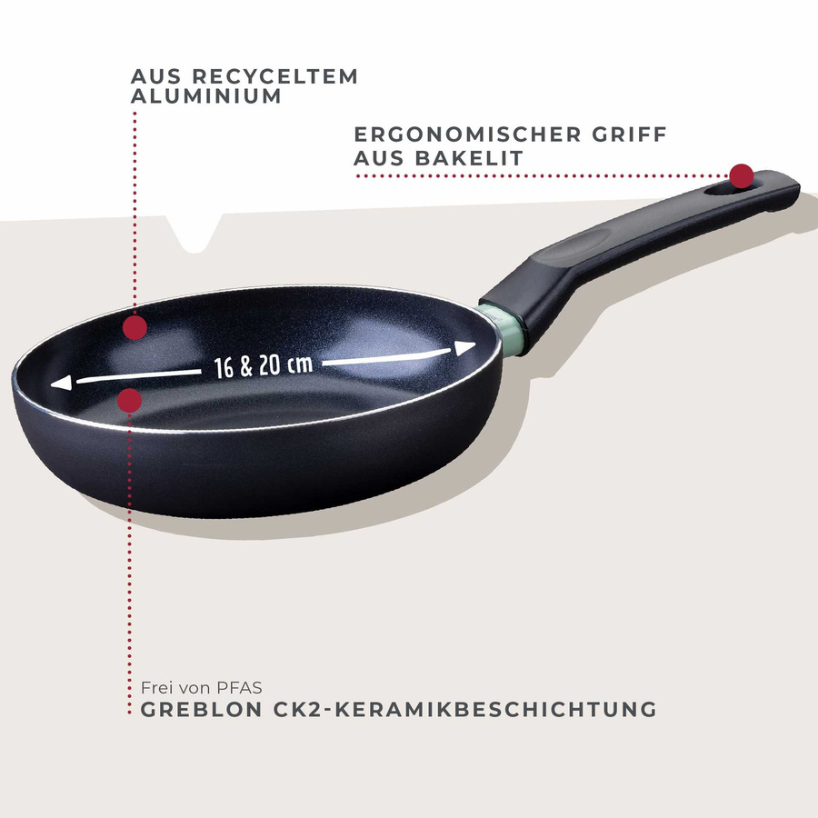 Fackelmann Bratpfannen-Set Brandao aus Keramik in Schwarz, 2-teilig, Ø 16 cm und Ø 20 cm - Bild 3
