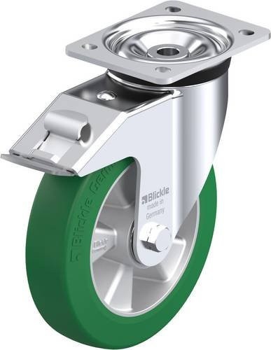 Blickle Lenkrolle LK-ALST 200K-FI mit Feststeller in Silber und Grün, Rad-Durchmesser: 200 mm, Tragfähigkeit: 600 kg - Bild 1