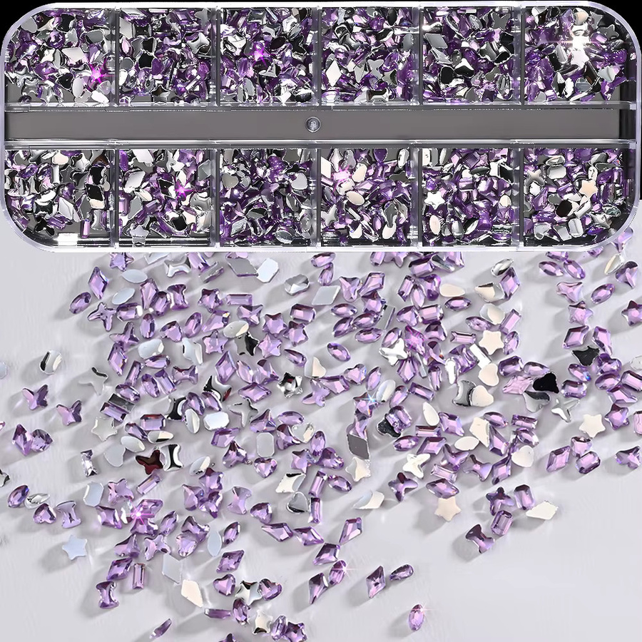 MAFANAILS Nagel-Strasssteine, Lila, Glänzend, 12 Gitter Mini - Bild 2