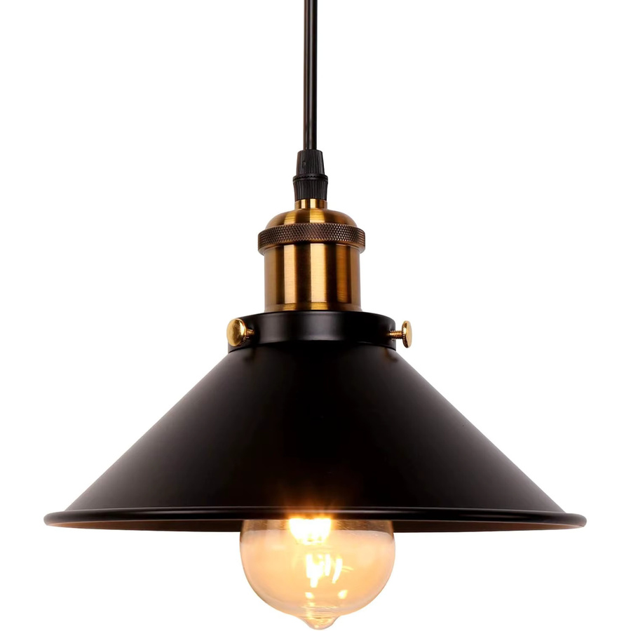 Schwarze Vintage Retro Pendelleuchte aus Metall im Regenschirm-Design für Küche, Wohnzimmer und Esszimmer - Bild 2