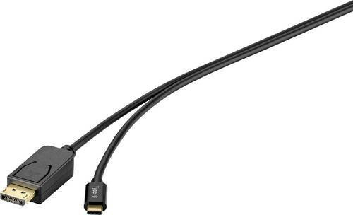 Renkforce USB-C auf DisplayPort Adapterkabel, Schwarz, Länge: 1,80 m - Bild 1