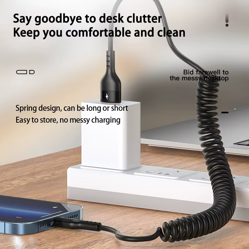 Huawei USB Typ C Schnellladekabel mit 66W und 5A, Teleskopisches Spring Pull Ladekabel und Datenübertragungskabel, Schwarz - Bild 4