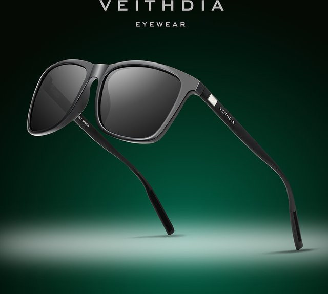 VEITHDIA 6108 Sonnenbrille, Vollrand, Square, Schwarz, Unisex - Bild 1