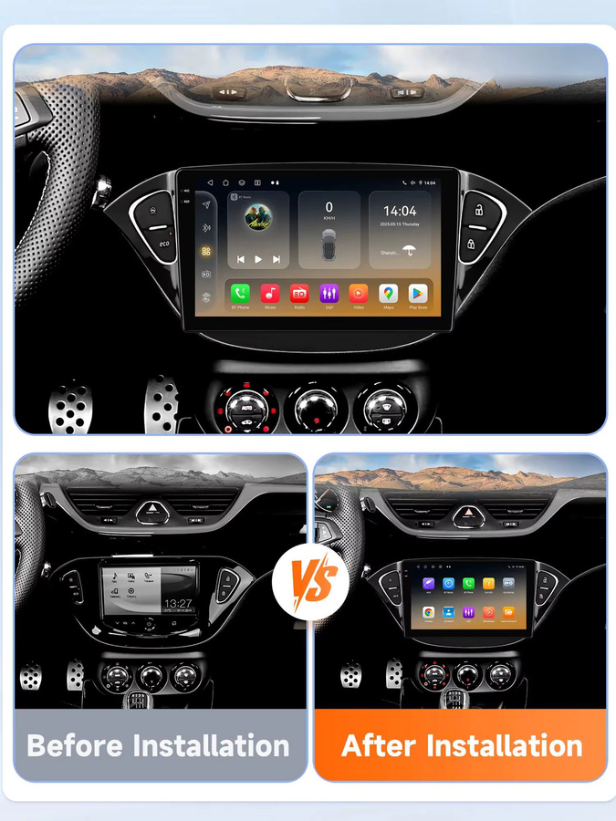 Hizpo 2Din Android 14 Autoradio für Opel Adam 2013-2016 und Opel Corsa E 2015-2019 mit GPS, 4G, Carplay und 360 Kamera in Schwarz - Bild 4