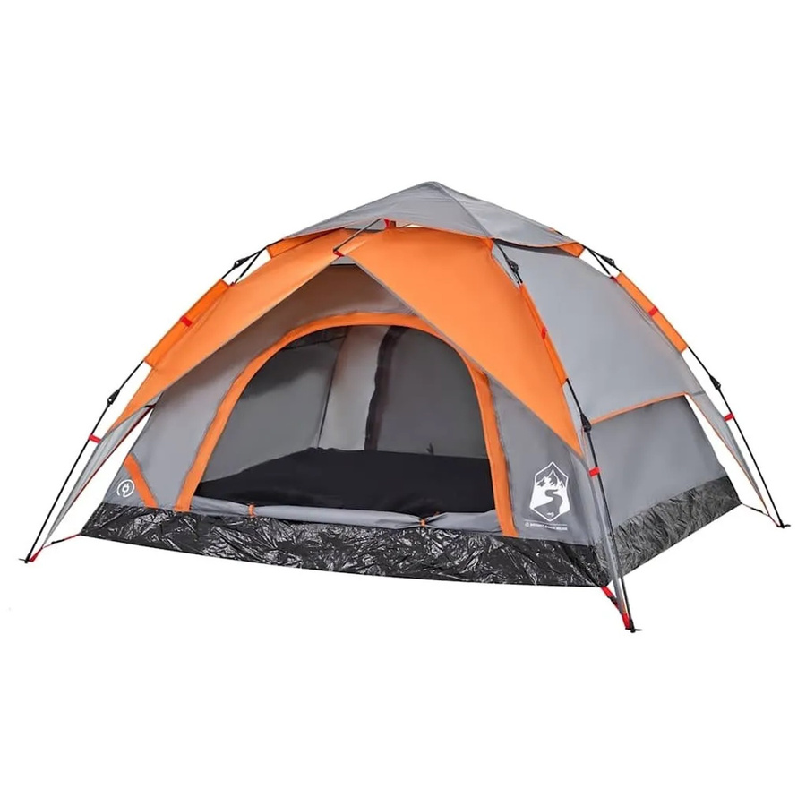 vidaXL Kuppel-Campingzelt für 4 Personen in Grau und Orange mit Quick Release System 4004183 - Bild 2