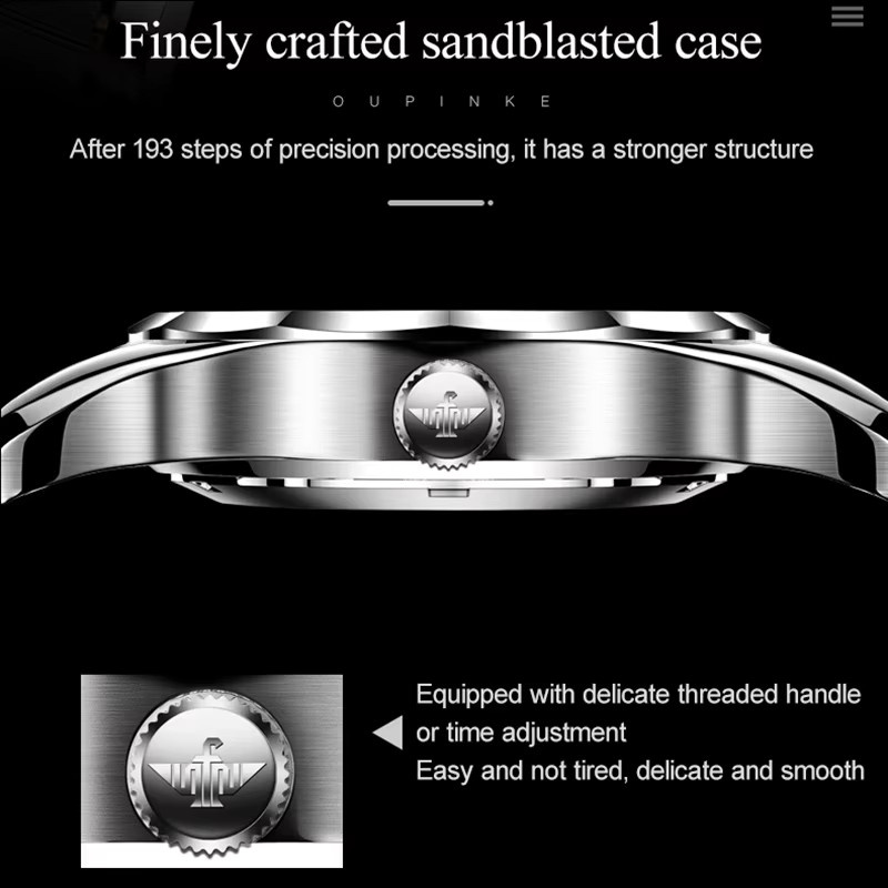 OUPINKE Armbanduhr, Skeleton, Automatik, Lederband, Herren - Bild 4