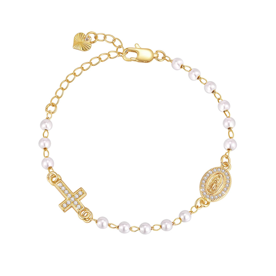 VNOX Perlen-Rosenkranz-Armband, Gold, Unisex - Bild 1