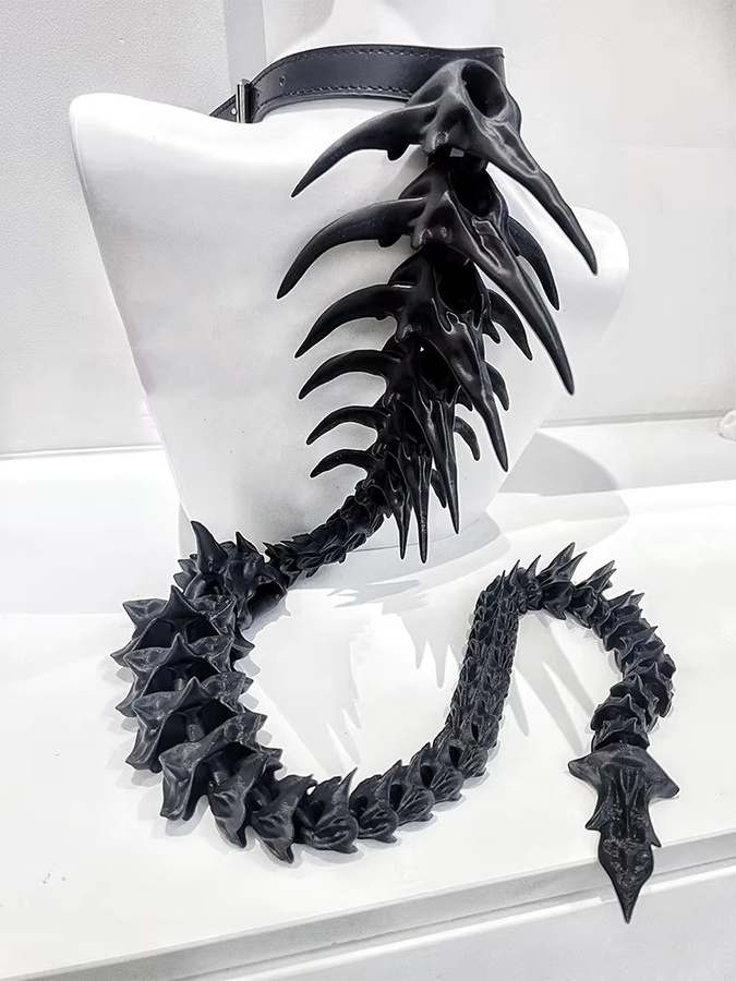 ZHUHE Halskette, schwarze Drachen-Wirbelsäule, Gothic-Punk, Unisex - Bild 3